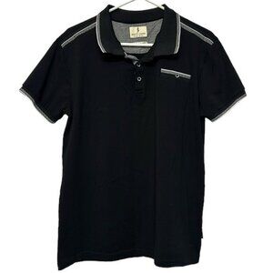 Men's Scott James England Black Tipped Pocket Polo Size Large EUC #2378